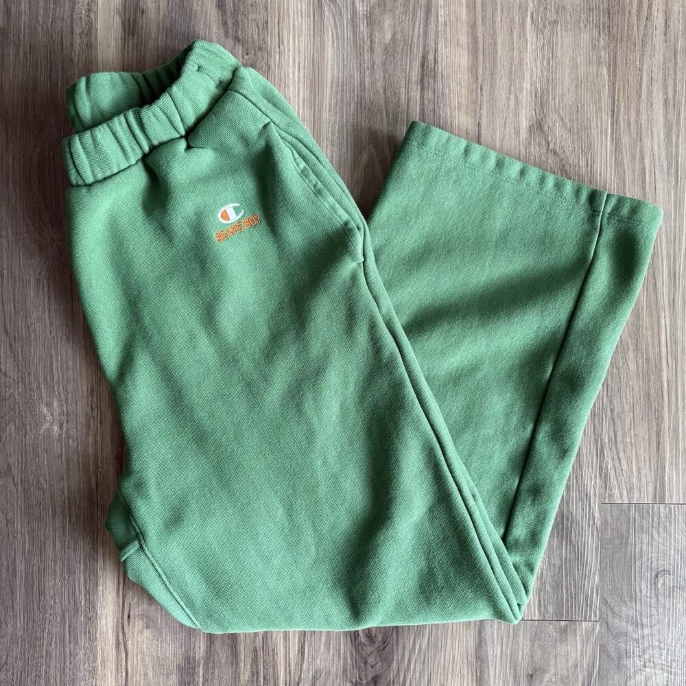 Champion x Beams Boy Green Track Pants with Small Logo